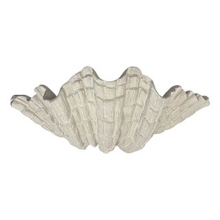 Large Vintage Plaster Organic Sea Shell Wall Light, 1970s For Sale