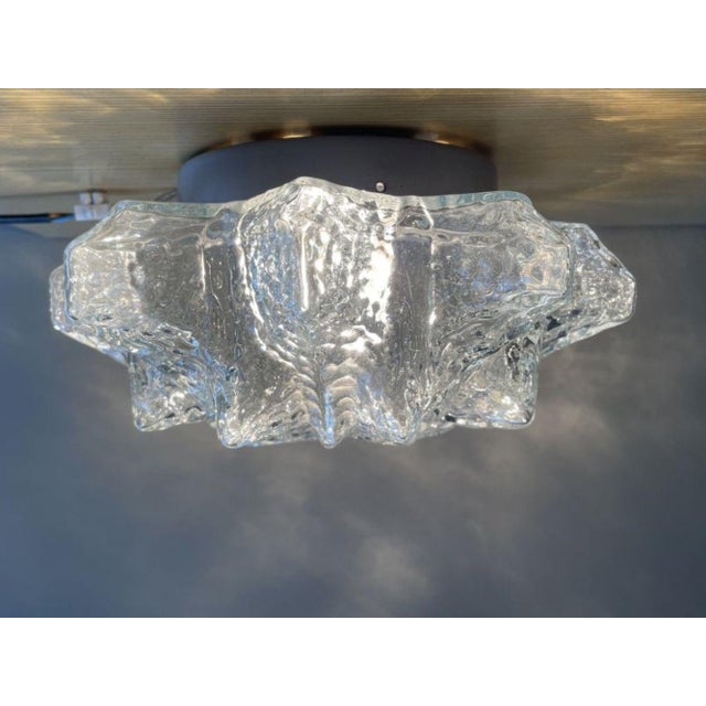 Vintage Portuguese Snowflake Glass Ceiling Lamp, 1990s For Sale - Image 9 of 14