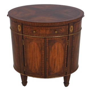 Maitland Smith Flame Mahogany Oval Cabinet W. Pull Out Slides For Sale