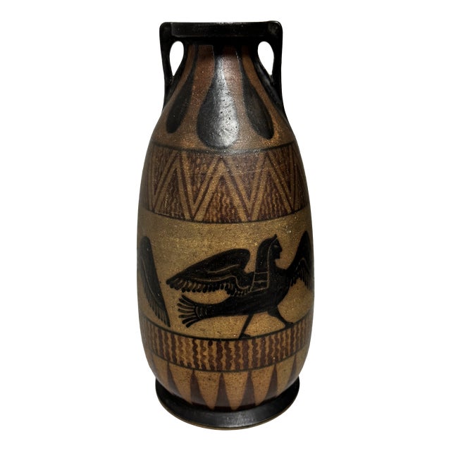 Greek-Style Vase in Glazed Stoneware by Étienne Vilotte, France, 1925 For Sale