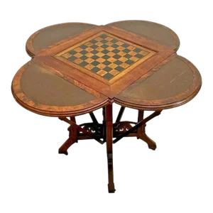 Antique Game Card Table East Lake Victorian George Hess 1876 Drop Sides Mahogany