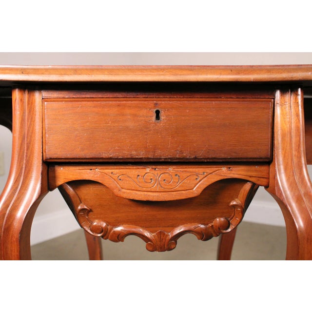 Brown Antique Victorian Walnut Dropleaf Sewing Stand Side Table For Sale - Image 8 of 13