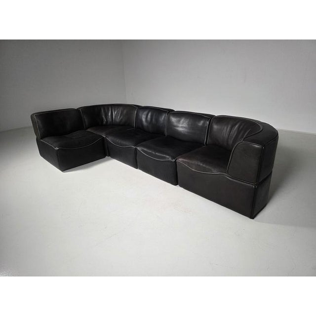 DS-15 Modular Sofa in Black Buffalo Leather from De Sede, 1970s For Sale - Image 4 of 10