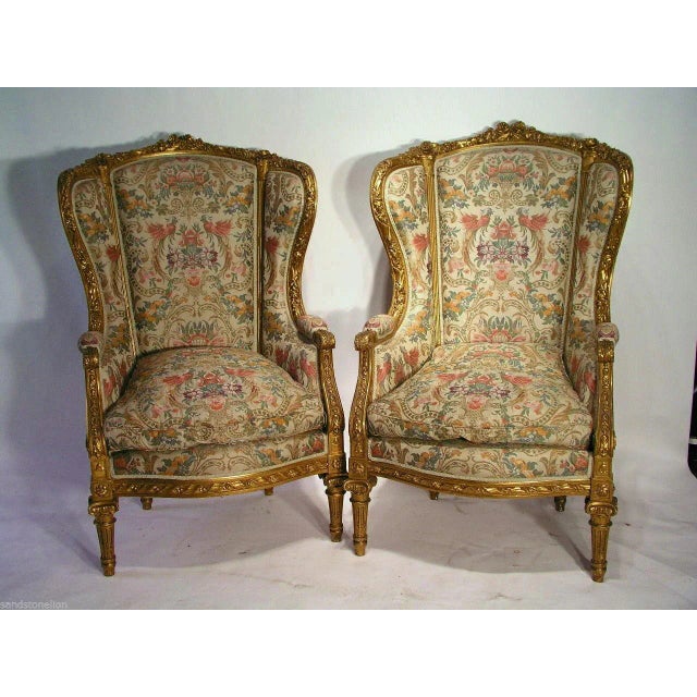 Wood Early 19th Century Antique Louis XVI Bergere Wing Chairs -One Chair Only- 2 Avaible For Sale - Image 7 of 8