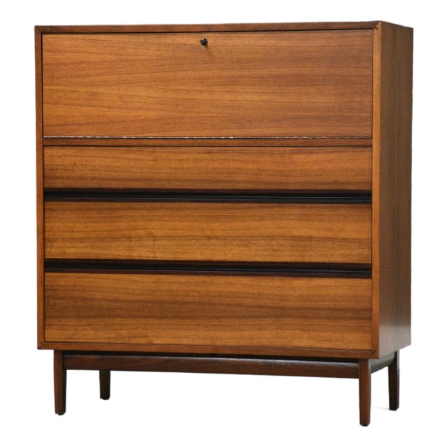 1960s Kipp Stewart for Directional by Calvin Walnut Tall Dresser For Sale