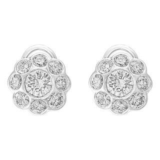 3.6 Carat Diamond vs Quality Flower/Cluster Earring 18k Gold 1 Ct Ea Solitaire For Sale