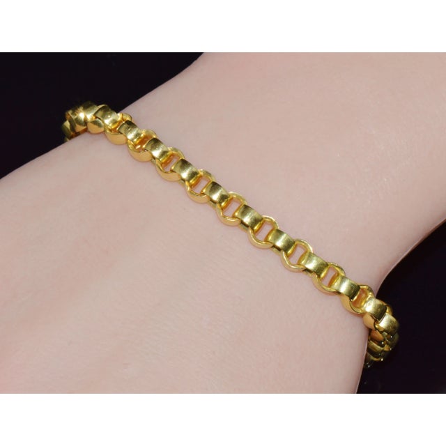 Vintage Italian Solid 18k Gold Rolo Link Stacking Chain Bracelet For Sale - Image 11 of 14
