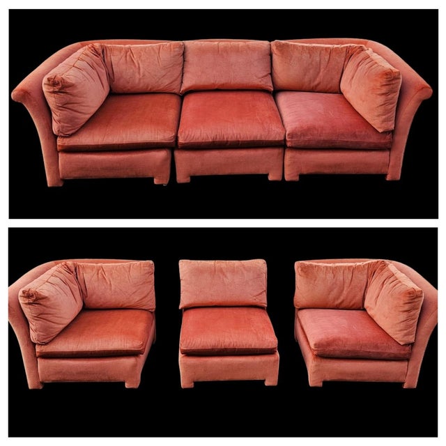 John Mascheroni Vintage John Masheroni 3-Seat Sectional Curved Sofa For Sale - Image 4 of 11