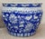 Ceramic Large Traditional Chinoiserie Blue & White Ceramic Hand Painted Chinese Fish Bowl Jardiniere, Cache Pot, Garden Planter With Botanical Motif For Sale - Image 7 of 12