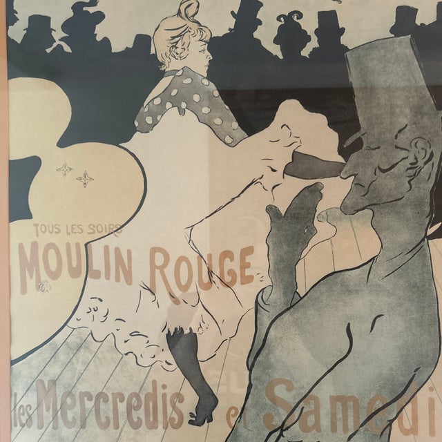 Impressionist Vintage 1960s-70- Framed Reprint of Toulouse Lautrec’s “Moulin Rouge” For Sale - Image 3 of 8