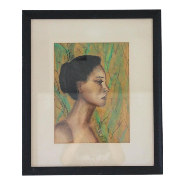 Vintage Framed Colored Pencil Sketch For Sale