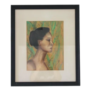 Vintage Framed Colored Pencil Sketch