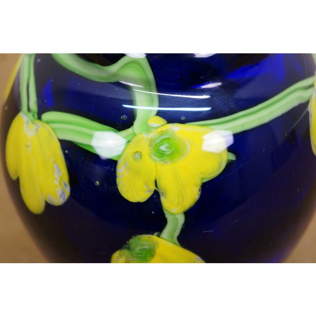 Vintage Italian Murano Laburnum Cobalt Blue Glass Bud Vase Urn 6" For Sale - Image 10 of 12