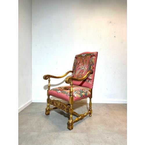 Louis XIV Style Armchair in Fabric For Sale - Image 6 of 6