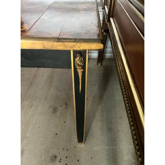 Black French Neo-Classical Black Lacquer & Faux Tortoise Painted Table / Desk / Center For Sale - Image 8 of 8