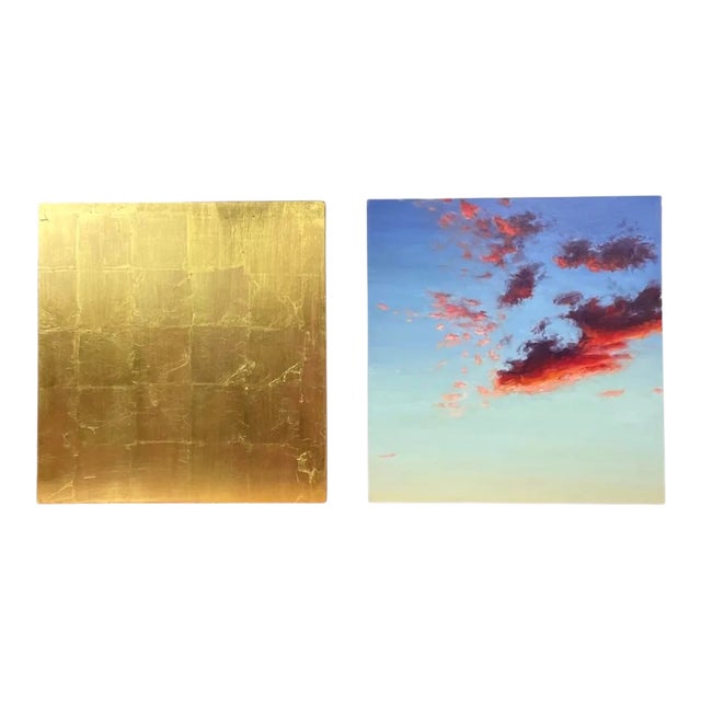 Jim Thalassoudis (Australian, B. 1962) "Evening Sky #3" Diptych, Signed (Oil on Canvas/Board) For Sale