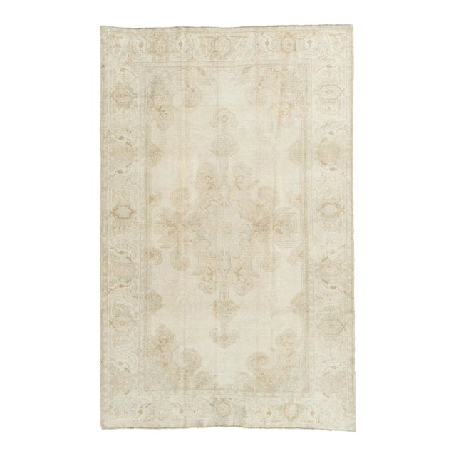 1940s Vintage Turkish Oushak Area Rug 4'7 X 7' For Sale