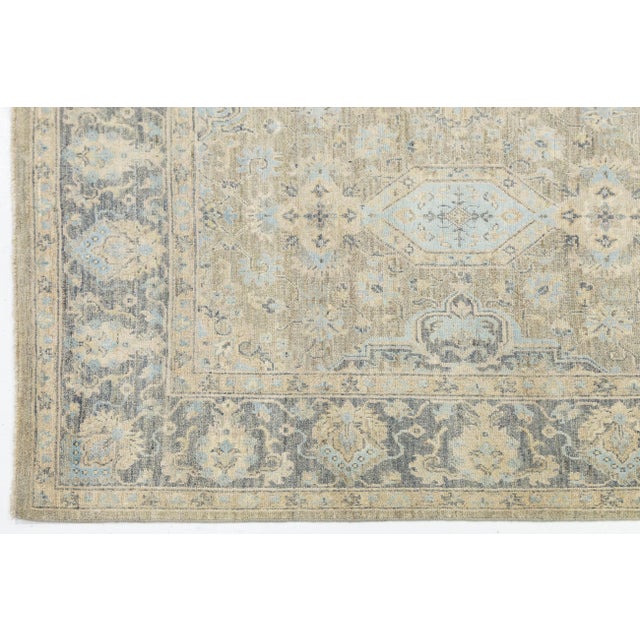 Textile Modern Transitional Tabriz Style Hand-Knotted Wool & Silk Area Rug in Beige For Sale - Image 7 of 11