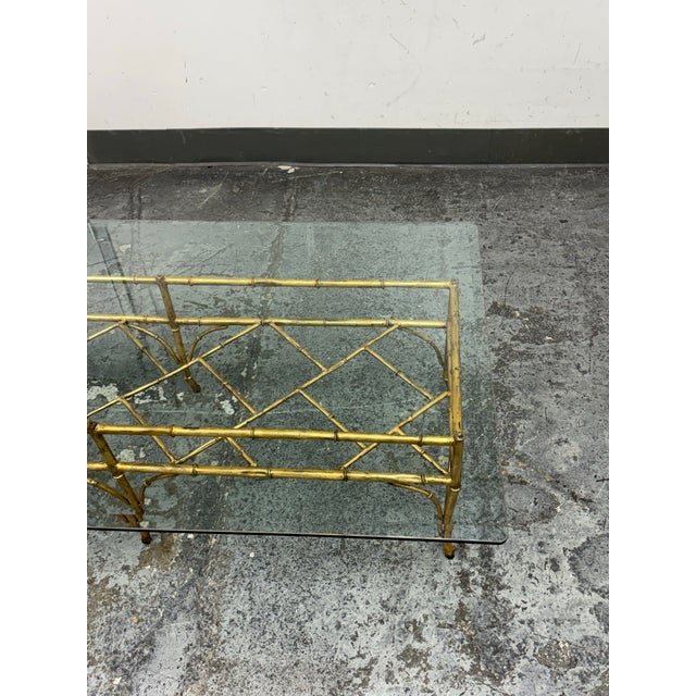Gold Vintage Golden Faux Bamboo Coffee Table For Sale - Image 8 of 12
