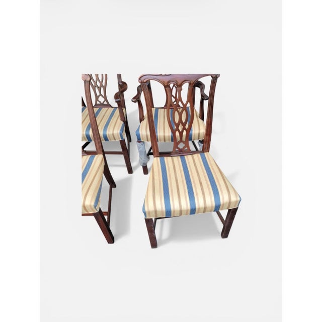 American 1990s Hickory Chair Co Set of 4 Dining Room Chairs Mahogany For Sale - Image 3 of 5