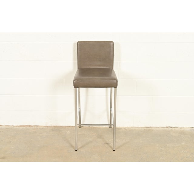 Steelcase Steelcase Coalesse Modern Leather and Chrome Bar Stool For Sale - Image 4 of 12