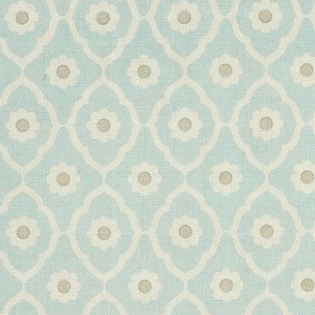 Sample - Schumacher X Veere Grenney Soundess Fabric in Aqua For Sale