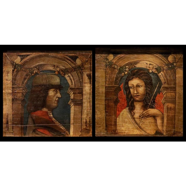 Bonifacio Bembo Seguace, Pair of Panels of Saint Sebastian Guerriero, 1620, Oil on Board For Sale - Image 15 of 15