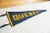 :: Quebec felt flag souvenir sewn, wool banner pennant antique / vintage circa 1920's, with gold / yellow block lettering...