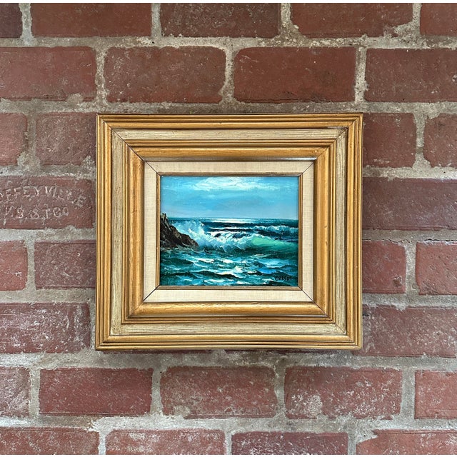 Vintage Original Oil Painting; Framed Seascape by David Crespi 1960s For Sale - Image 4 of 12
