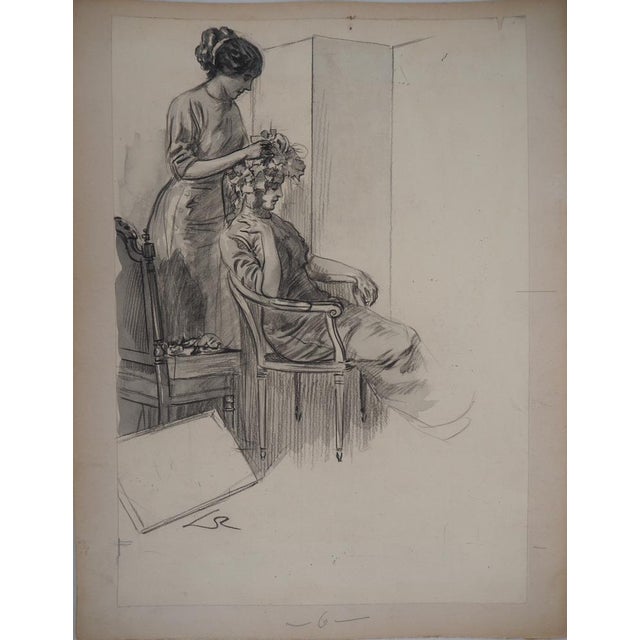 Alméry Lobel-Riche, Chez la coiffeuse, Drawing For Sale - Image 6 of 7