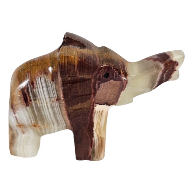 Hand Carved Onyx Agate Marble Elephant Figurines Set of 3 For Sale - Image 4 of 7