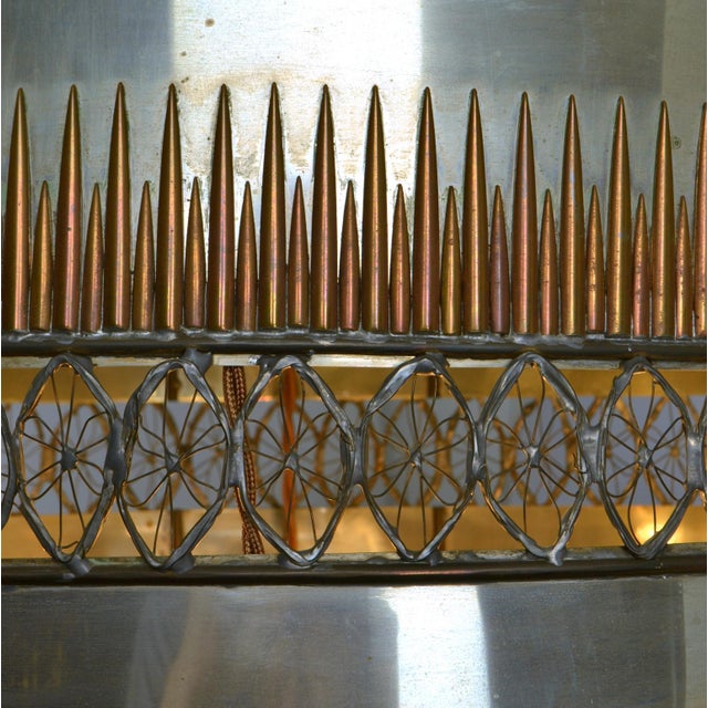 Metal Pendant Lamp with Brass and Copper Decorations For Sale - Image 6 of 18