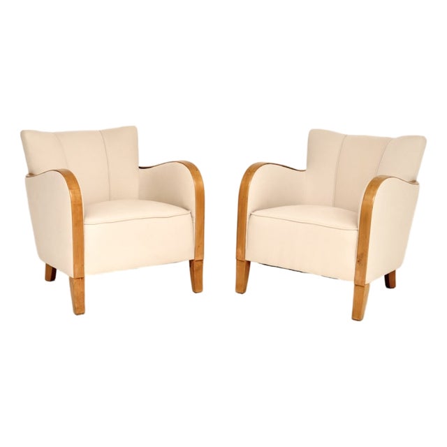Swedish Art Deco Chairs in Satin Birch, 1930, Set of 2 For Sale