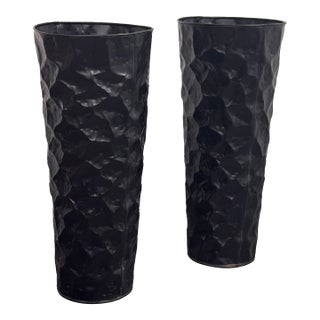 Vintage Hammered Planters, Pair For Sale