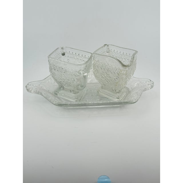 Indiana Glass Company Vintage Indiana Glass Tray, Cream & Sugar Set For Sale - Image 4 of 11