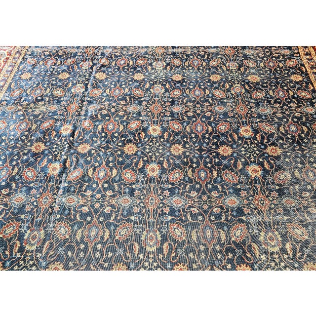 Textile Vintage Persian Mahal Sultanabad Rug, Hand-Knotted Wool, Geometric Pattern, 11x14, Navy & Burgundy For Sale - Image 7 of 13