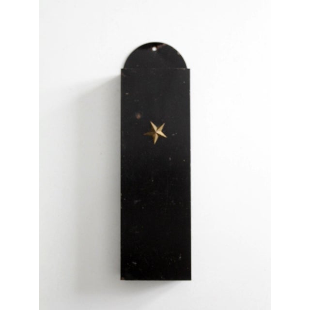 Vintage Metal Wall Mail Holder With Brass Star For Sale - Image 4 of 9