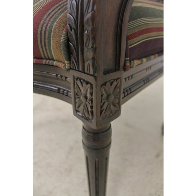 Brown French Louis XV Style Upholstered Armchair For Sale - Image 8 of 13