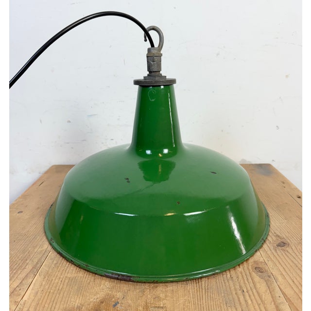 Industrial Green Enamel Factory Pendant Lamp from Revo, 1950s For Sale - Image 12 of 18