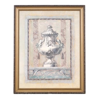 Framed Neoclassical Revival Urn Illustration Print For Sale
