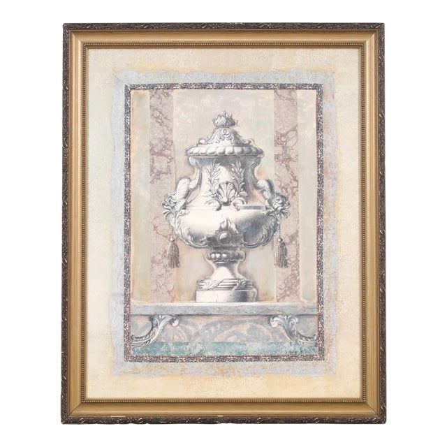 Framed Neoclassical Revival Urn Illustration Print For Sale