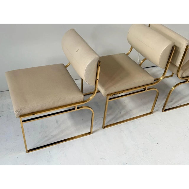 Cream Set 6 Brass Dining Chairs, 1980 For Sale - Image 8 of 16