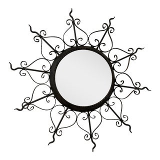 1990s Round Metal Decorative Mirror For Sale