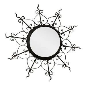 1990s Round Metal Decorative Mirror