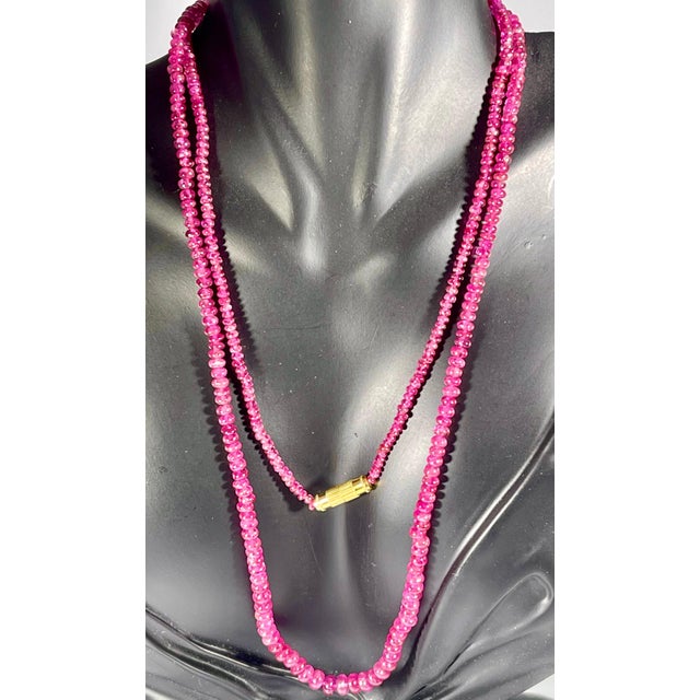 Ruby Red Natural 100 Carat Natural Ruby Bead Single Strand Necklace with Silver Clasp For Sale - Image 8 of 18