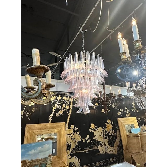 2000 - 2009 Murano Soft Pink Saddle Chandelier For Sale - Image 5 of 5