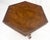 Fine Hexagon Burl Wood Top Tripod Carved Scroll Base Rope Edge Center Table MINT For Sale - Image 9 of 17