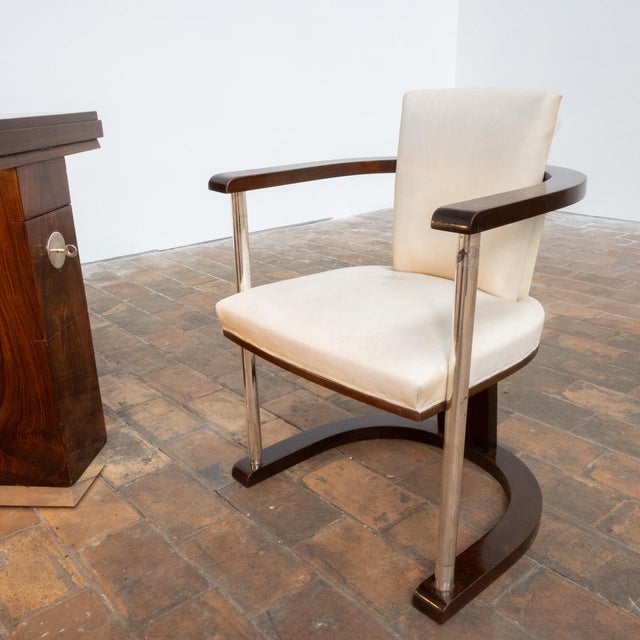Wood Vintage Art Deco Desk and Chair, 1950, Set of 2 For Sale - Image 7 of 17