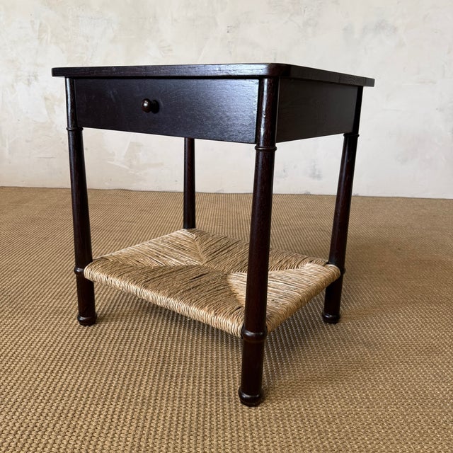 Amber Nightstand With Rush Shelf For Sale - Image 14 of 14
