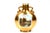 Lustrous burnished gilding completely encloses the exterior of this porcelain moon flask, extending seamlessly across the...